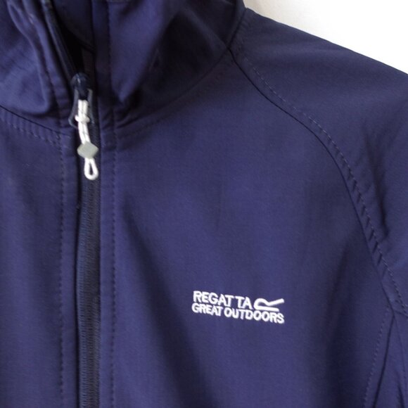 REGATTA Blue Hooded Jacket Women XS Soft Shell Zip Stretch Outdoor Trails Ared - Picture 9 of 15